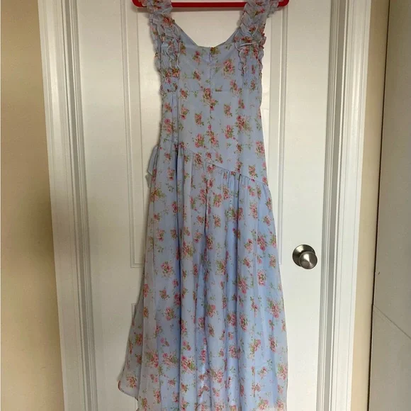 Abercrombie & Fitch Floral Ruffle Dress in Light Blue and Pink - Picture 4 of 5